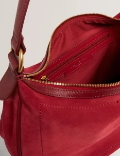 New Lobster Limited Schultertaschen|Luftiger Blues Bearbeiten<Wildleder-Hobo-Bag mit gewebtem Riemen